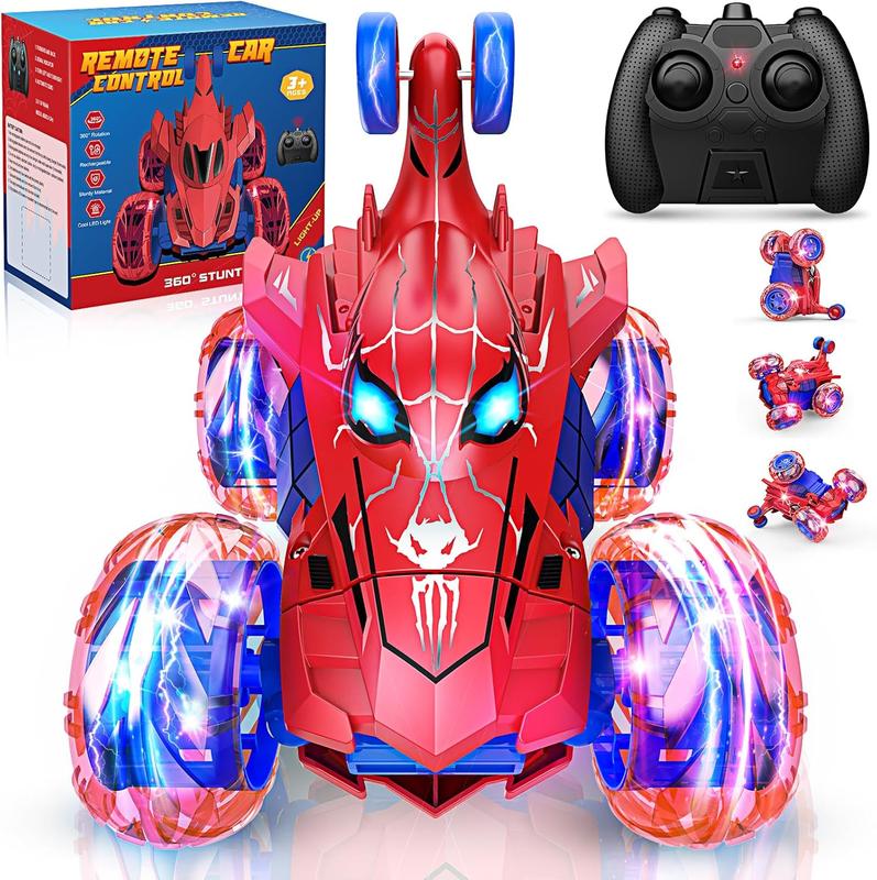 Spider Remote Control Car RC Car Toys for Boys 3 4 5 6 7 8 9 10 Year Old,360 Fast Stunt RC Cars with 4WD Wheel Lights,Fun Spider Toys Birthday Gifts Chritmas Stuffer for Kids Boys Age 3-5 4-6 5-7 6-8