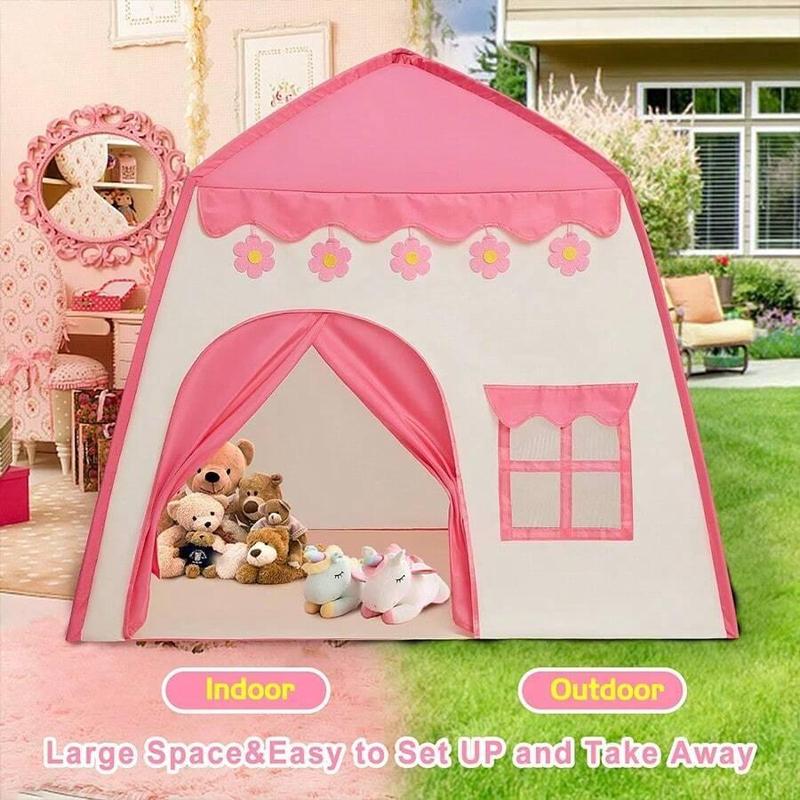 Princess Castle Design Play Tent, Portable Foldable Play House Tent, Indoor & Outdoor Play Tent for Role Playing, Birthday Gift, Party Supplies