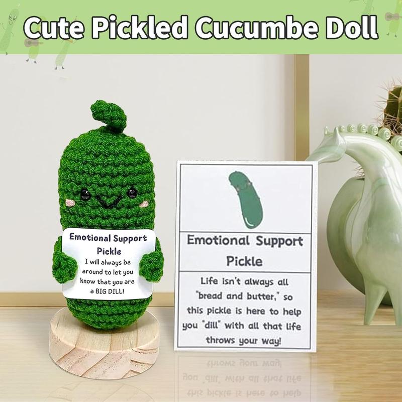 Handmade Emotional Support Pickled Cucumber Birthday Gift, Cute Crochet Christmas Pickle Knitting Doll Ornaments, Funny Reduce Pressure Pickle Toy for Women Men Girlfriend College (1pcs)