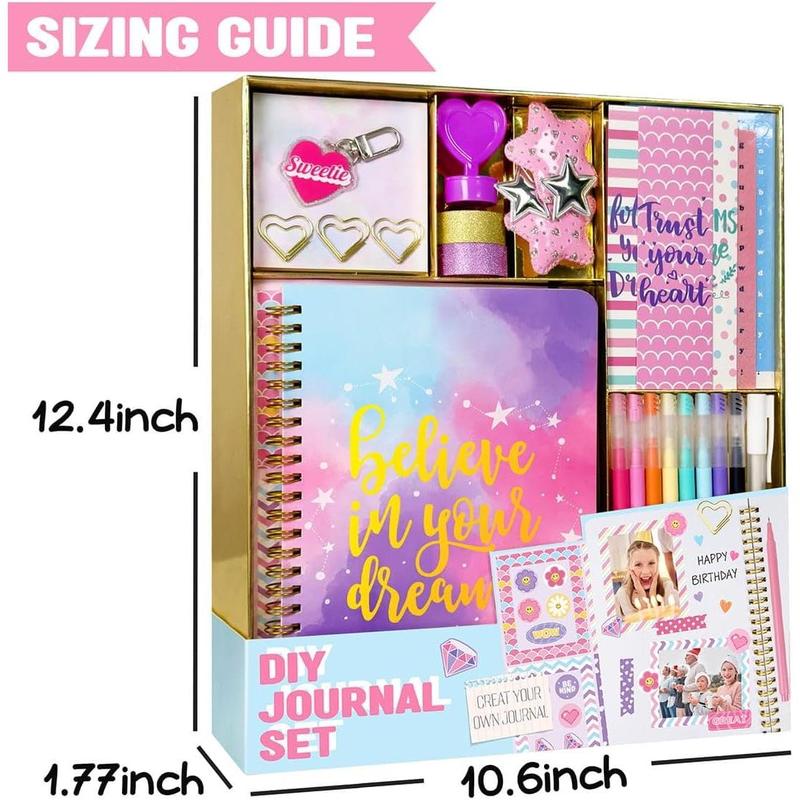 CHRISTMAS SALE:DIY Journal Kit for Girls - DIY Journal Set for Tween & Teen Girls, Stationery Set, Scrapbook & Diary Supplies Set, Journaling Art Crafts Kit, Ideal Gifts for 8 9 10 11 12 13 14 Year Old Girl