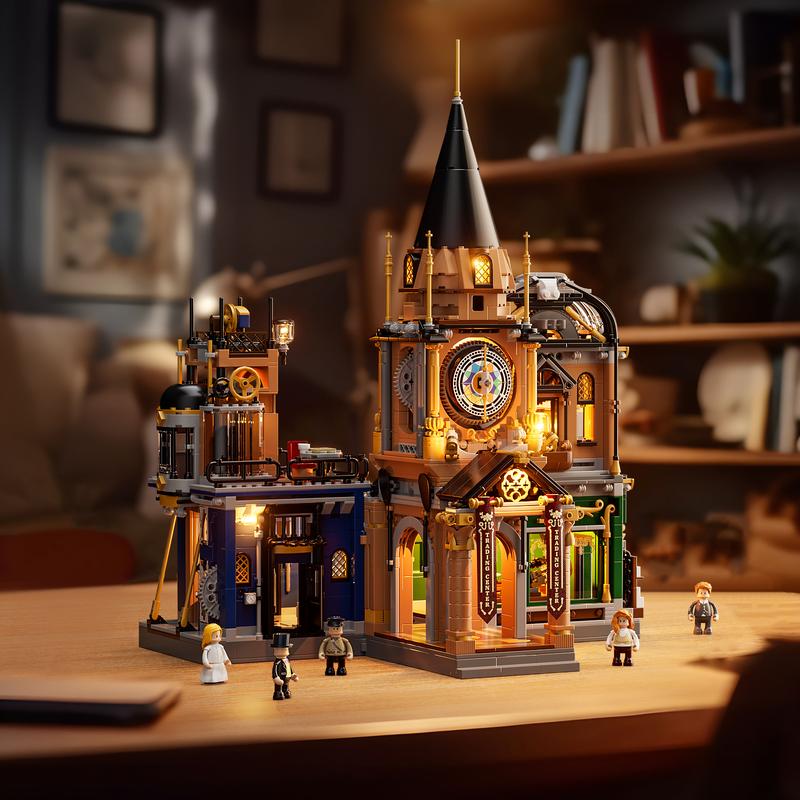 FUNWHOLE Steampunk Trading-Center Lighting Building-Bricks Set - LED Light Construction Building Model Toys Gift Set 2680 Pcs for Boys and Girls age 18+