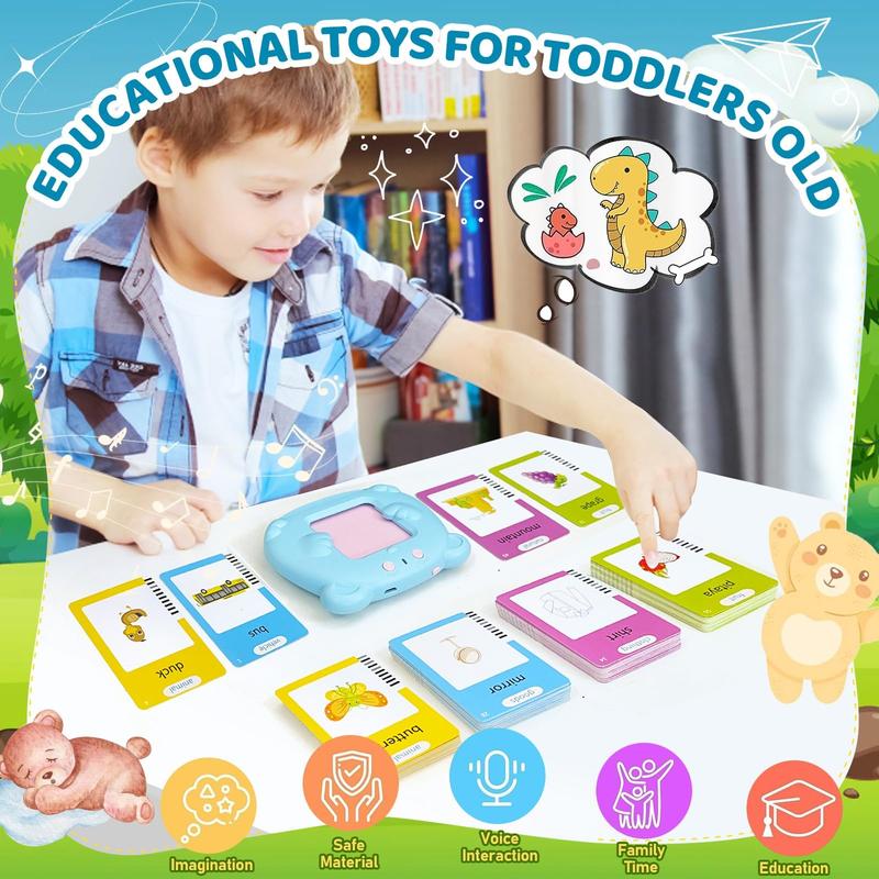 224 Words Alphabet Talking Flash Cards for 3-8 YearsToddlers. Pocket Speech BuddyTherapy AutismToys,  EducationalLearing InteractiveToy for Boys GirlsKids Gifts Blue