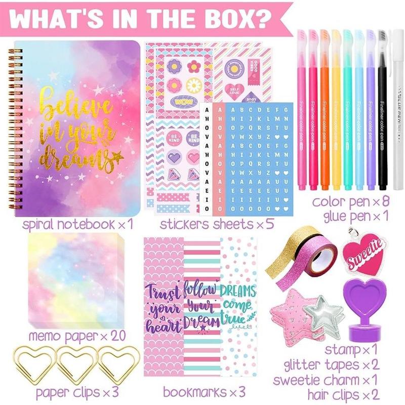 CHRISTMAS SALE:DIY Journal Kit for Girls - DIY Journal Set for Tween & Teen Girls, Stationery Set, Scrapbook & Diary Supplies Set, Journaling Art Crafts Kit, Ideal Gifts for 8 9 10 11 12 13 14 Year Old Girl