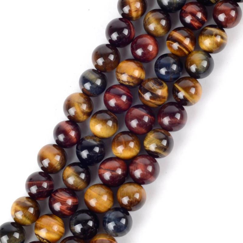 Natural Multicolor Tiger Eye Stone Loose Beads for Jewelry Making, DIY Bracelets Necklace Accessories for Birthday Festival Gift