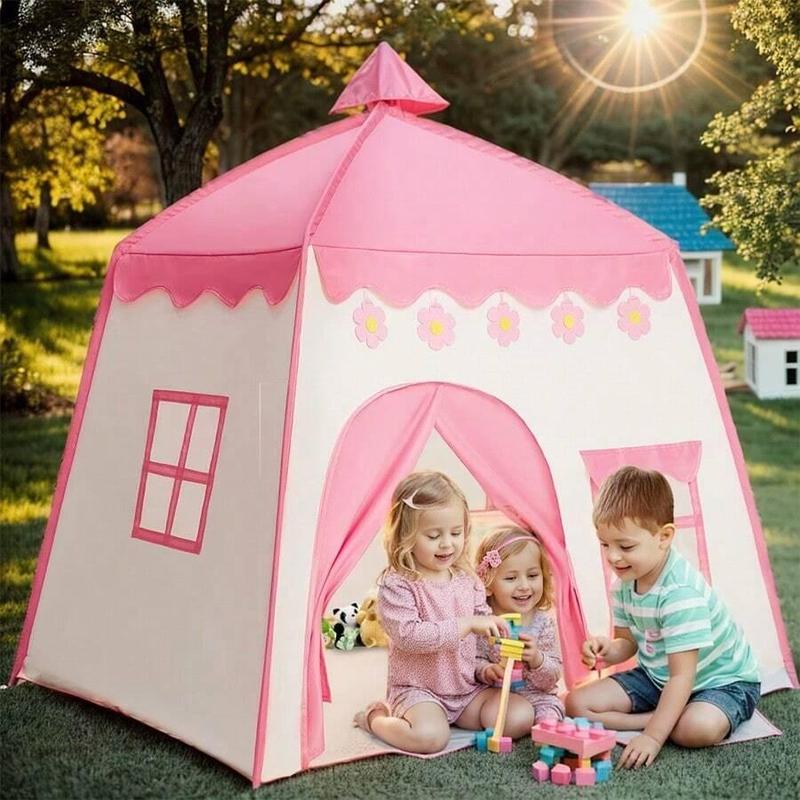 Princess Castle Design Play Tent, Portable Foldable Play House Tent, Indoor & Outdoor Play Tent for Role Playing, Birthday Gift, Party Supplies