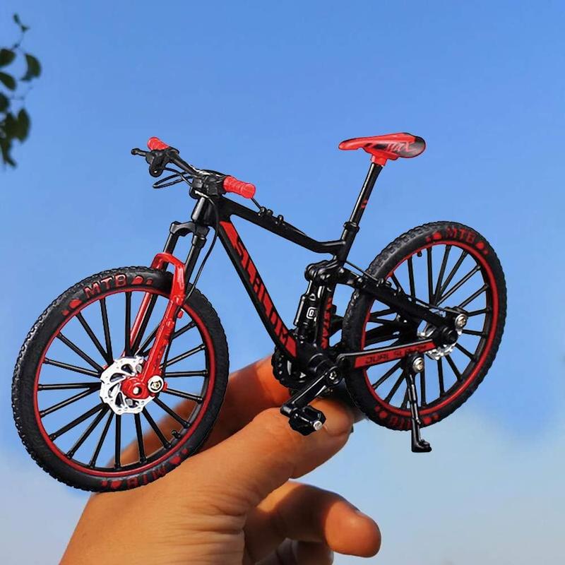 1:10 Alloy Mini Downhill Mountain Bike Toy, Die-cast BMX Finger Bike Model for Collections (Black Red) toybike finger bike