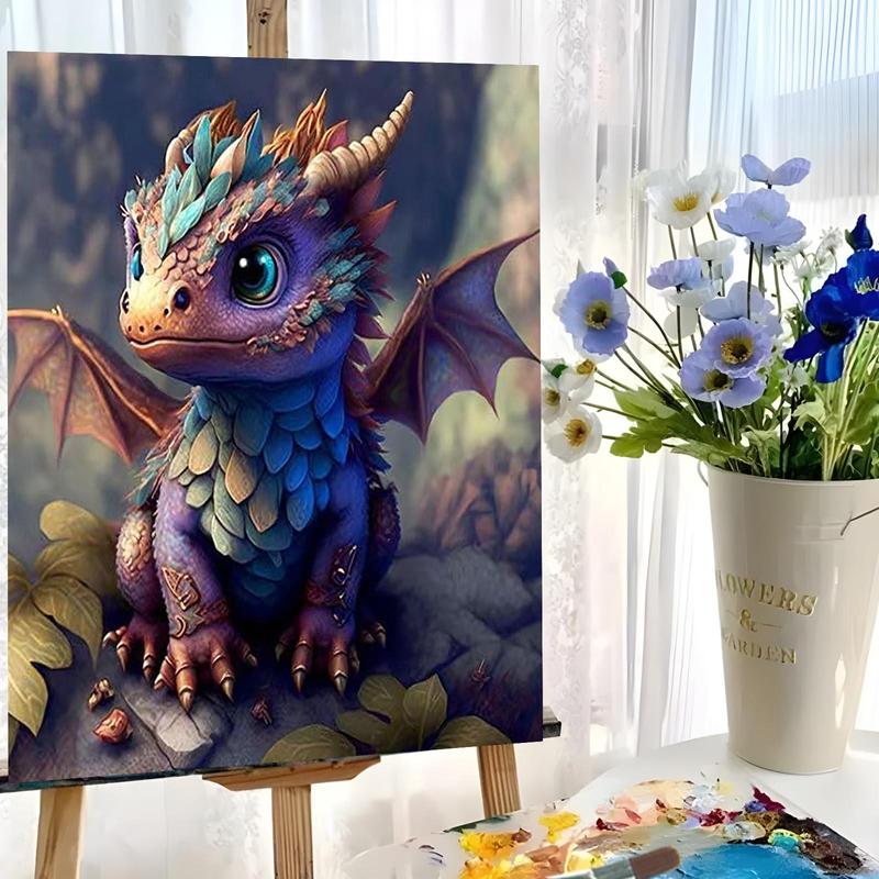 DIY Painting By Numbers Kit, Dragon Pattern DIY Oil Painting without Frame, Wall Art Decor for Home Living Room Bedroom