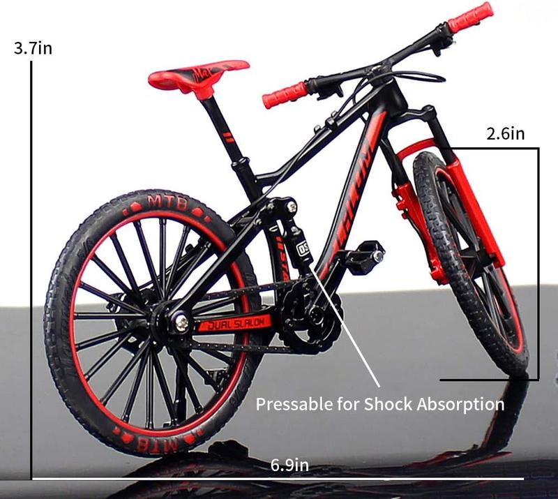 1:10 Alloy Mini Downhill Mountain Bike Toy, Die-cast BMX Finger Bike Model for Collections (Black Red) toybike finger bike