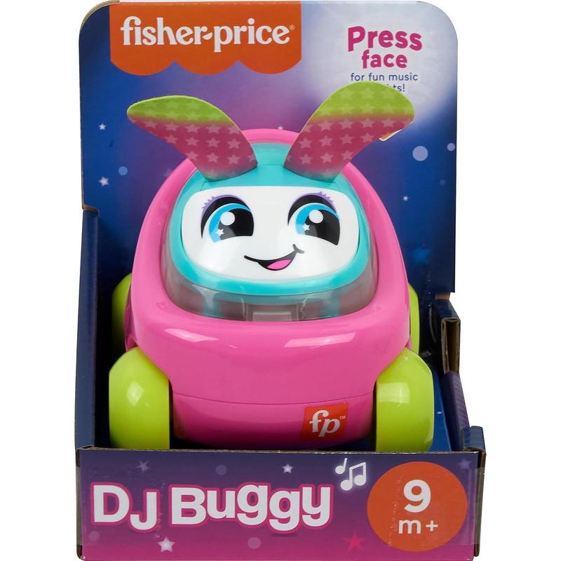 Fisher-Price Baby Learning Toy DJ Buggy Pink Push-Along Car with Music & Lights for Crawling Play for Infants Ages 9+ Months