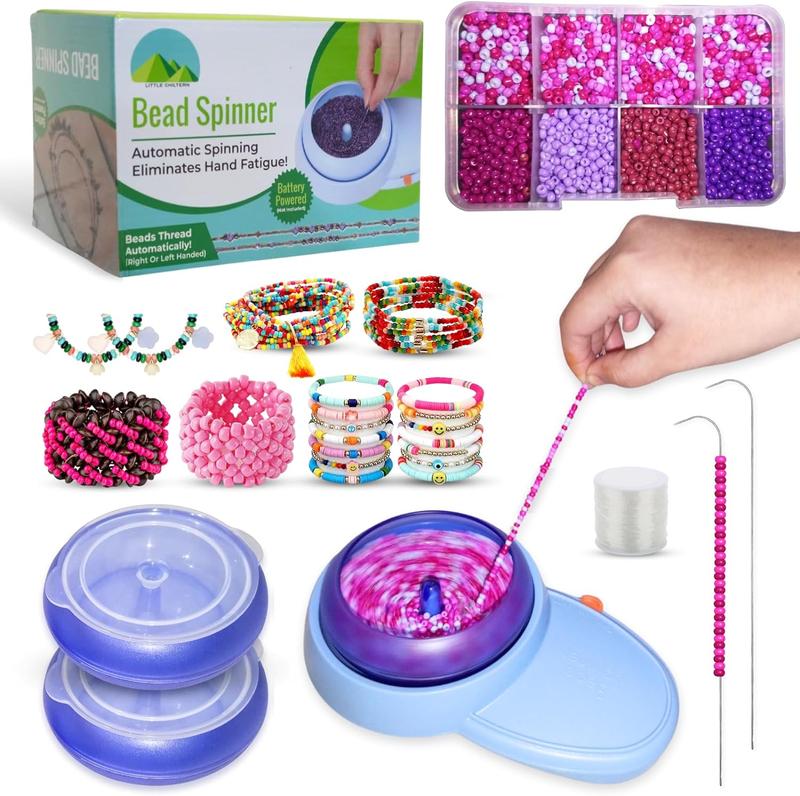 Electric Bead Spinner Jewellery making Kit Adjustable Speed, Forward Reverse 3 Bowls Coloured Beads Charm fancy seed bead supply making Clay Spinner Thread Christmas Beaded Holiday DIY Craft Jewelry Friendship Bracelet Making Kit