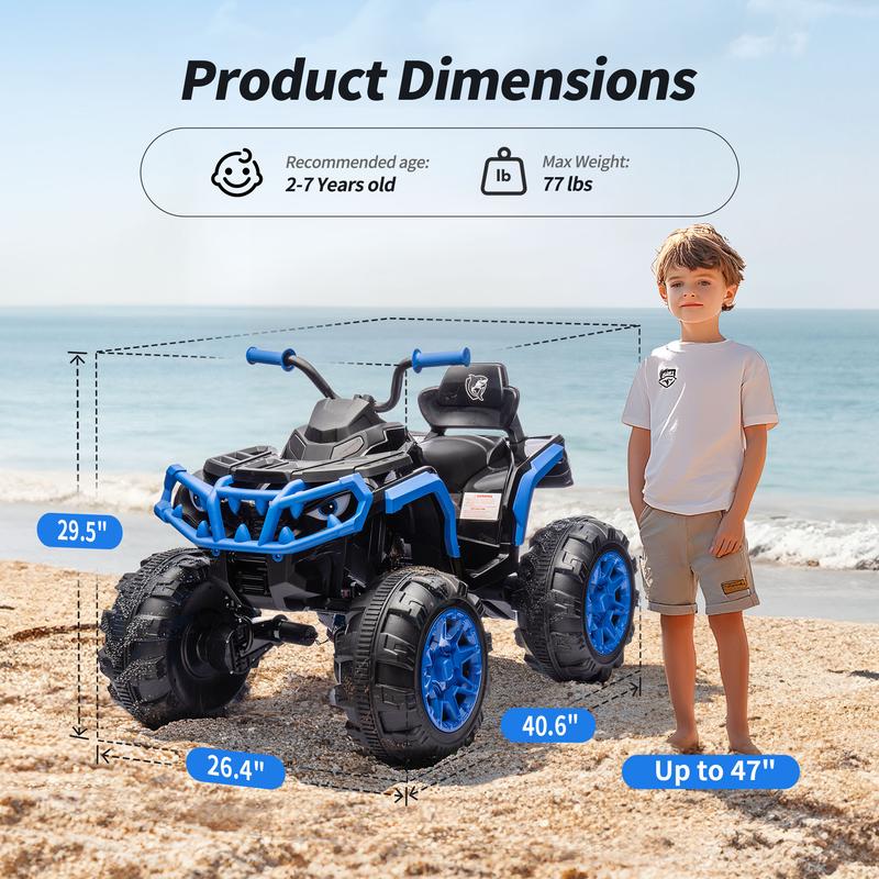 Hikiddo 24V Kids ATV 4 Wheeler, 24V 4WD Electric ATV Ride On Toy for Kids, 4×200W Motor, 5.6 MPH Max Speed