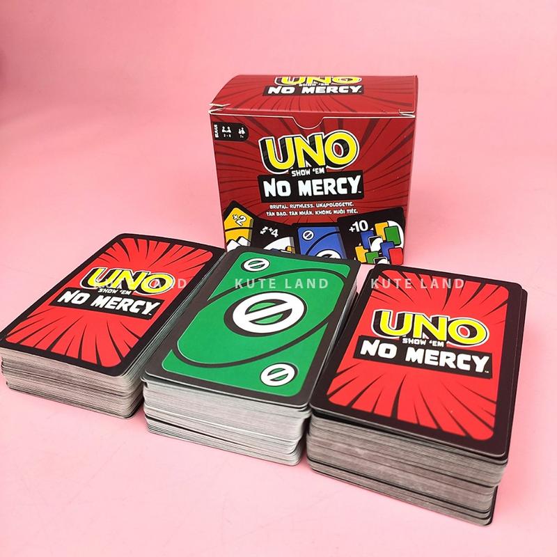 UNO NO MERCY PLUS card game upgrade for adults and kids, UNO +100 difficult rules, UNO card game TOP BOARD GAME