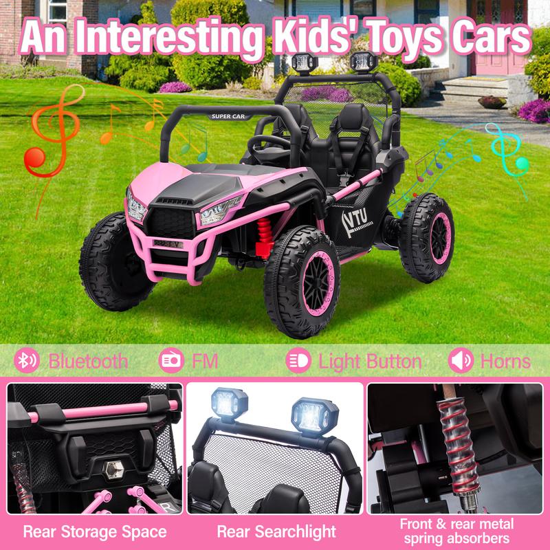 CoCLUB 24V Ride on Car for 2 Kids, 2 Seater Kids Ride on UTV Cars, 400W Super Power Electric Cars with Remote Control, Bluetooth, Rear Storage Space, 4 Wheel suspension, LED Light, Rear Searchlight