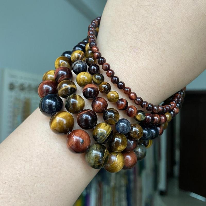 Natural Multicolor Tiger Eye Stone Loose Beads for Jewelry Making, DIY Bracelets Necklace Accessories for Birthday Festival Gift