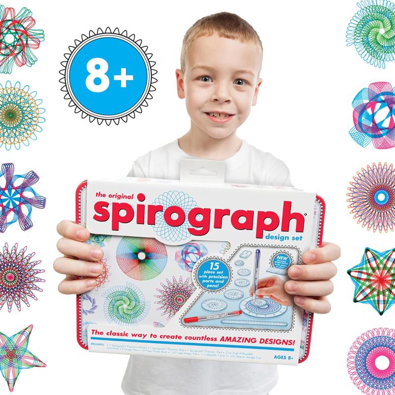 Spirograph Design Set Collectors Tin – Arts and Crafts, Kids Toys, Art Supplies, Craft Supplies, Drawing Kit, Spiral Art, Classic Gear Design Kit, Pens, Design Sheet Included, Ages 8 and Up