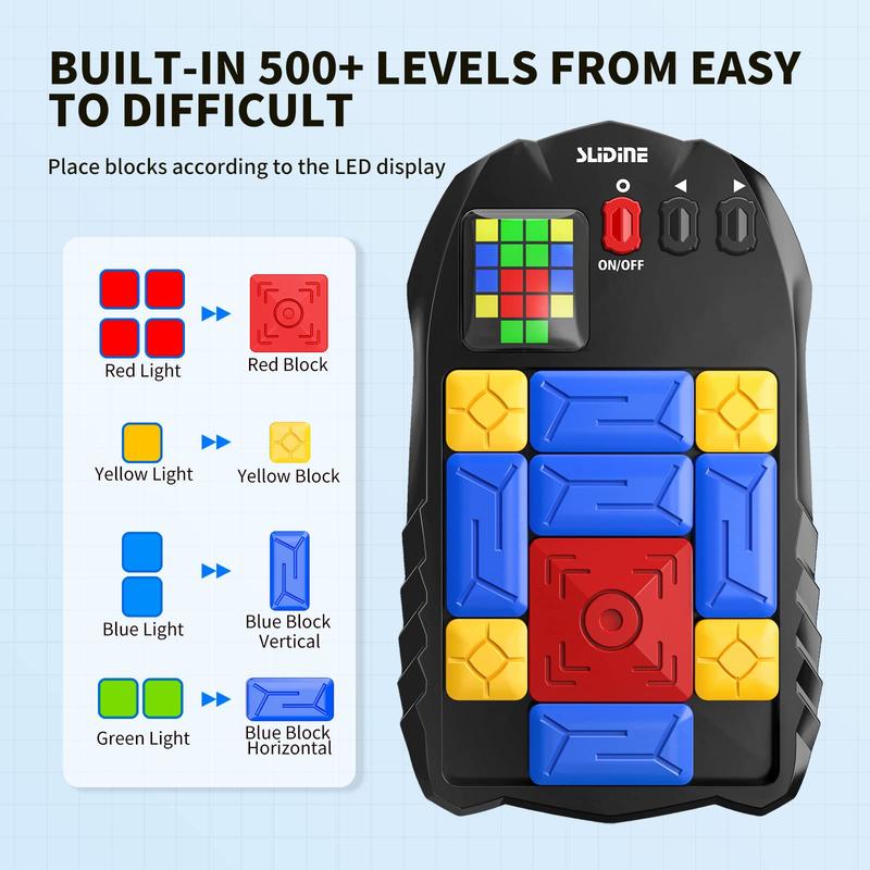 Super Slide Games Sliding Block Puzzle 500+ Level Slide Puzzle Game Travel Fidget Toys Handheld Games Console STEM Learning Games Brain Teaser Puzzles