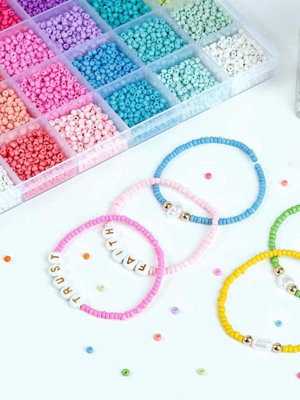 3mm Beads & Letter Beads & Heart Beads & Star Beads Box, Fashionable DIY Jewelry Set for Women & Girl for Bracelet & Ring & Necklace