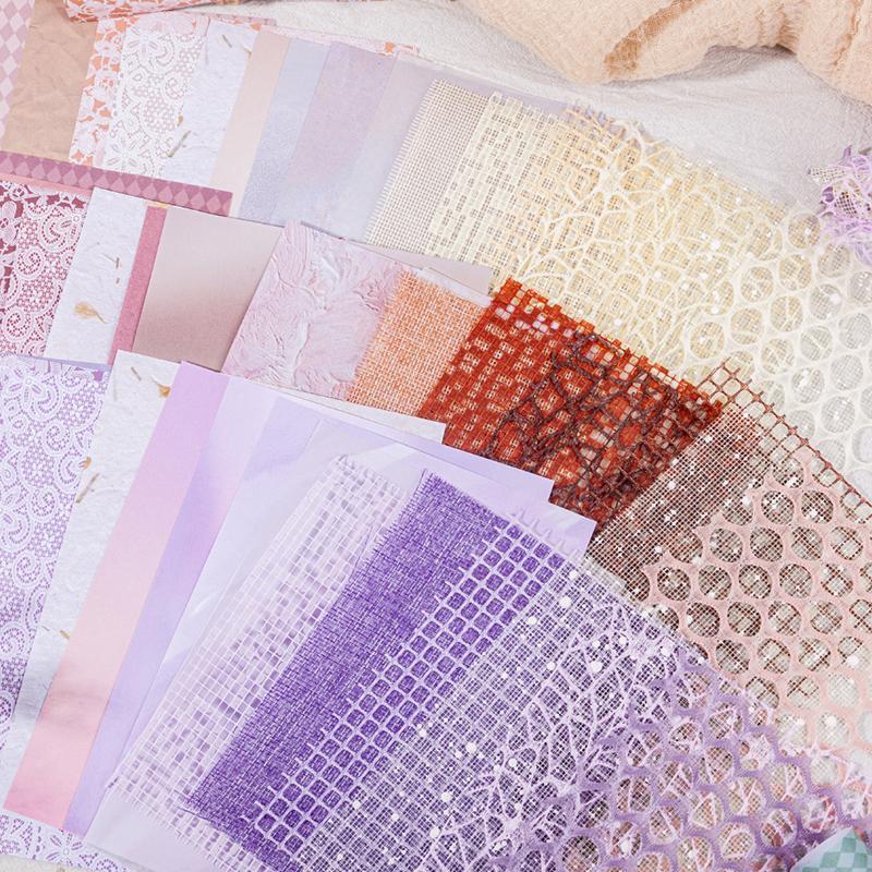 Hollow Out Lace Material Paper, 15pcs set Colorful Scrapbooking & Stamping Paper, Diy Decorative Paper for Scrapbooking & Journal Making