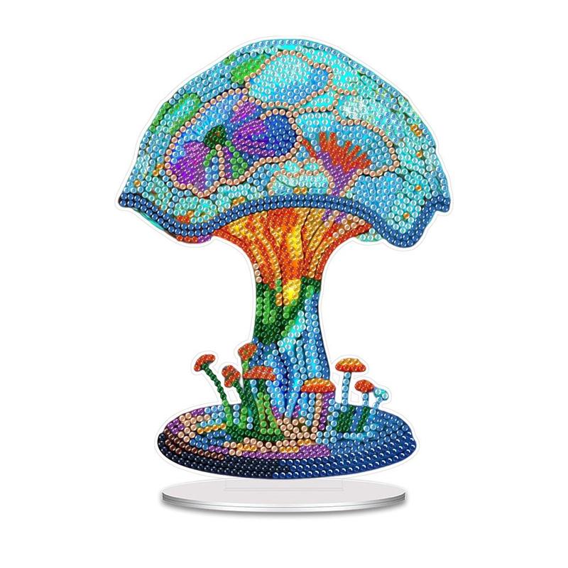 Mushroom Pattern Diamond Art Colorful Painting Desktop Ornament Summer Gift, Diy Decorative Diamonds Arts Colorful Painting Ornament, DIY Kits for Teens