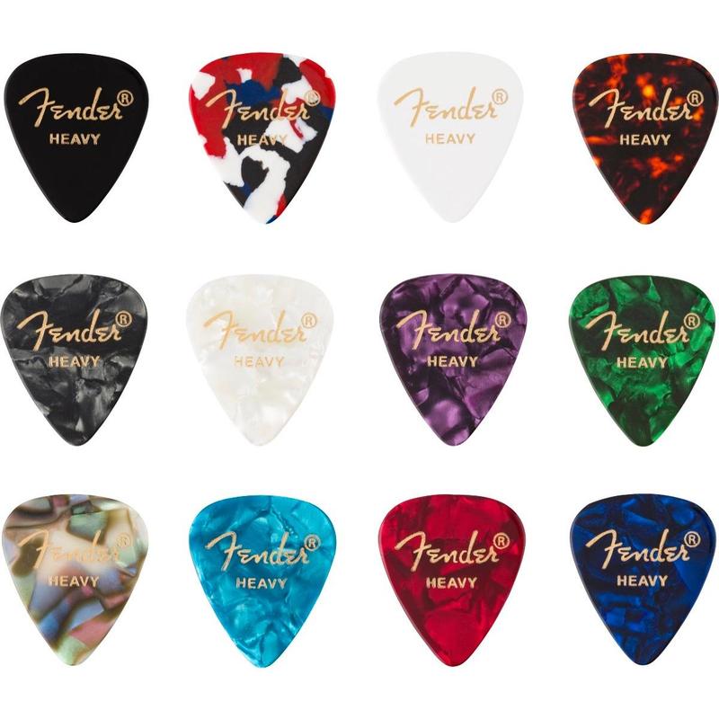 Fender Guitar Picks 351 Shape, Celluloid Color Medley Mix, HEAVY (12 PACK)