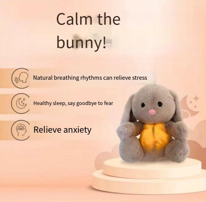 Breathing stuffed animal toys Soothe breathing plush animal anxiety for adults and children breathing and sound realistic breathing rabbit gifts