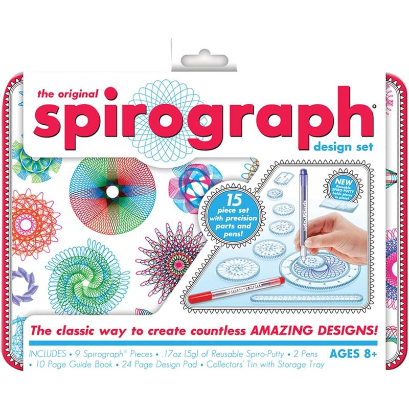 Spirograph Design Set Collectors Tin – Arts and Crafts, Kids Toys, Art Supplies, Craft Supplies, Drawing Kit, Spiral Art, Classic Gear Design Kit, Pens, Design Sheet Included, Ages 8 and Up