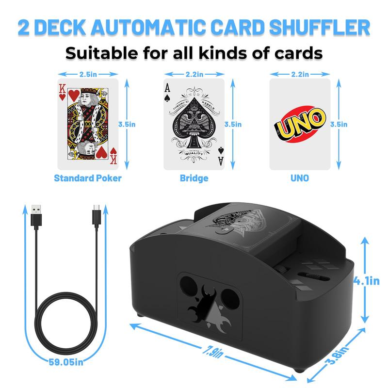 NISHEN 1-2 Deck Fully Automatic Amusement Shuffle Toy, USB Battery Powered Electric Shuffle Toy, Low Noise Shuffle, For UNO, Poker etc games