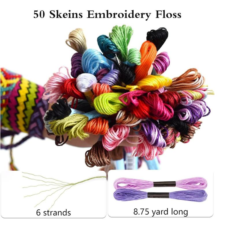 50 Colors Embroidery Thread (1 Set), Rainbow Color Friendship Bracelet Thread, DIY Cross Stitch Supplies for Handmade Cross Stitch Weaving