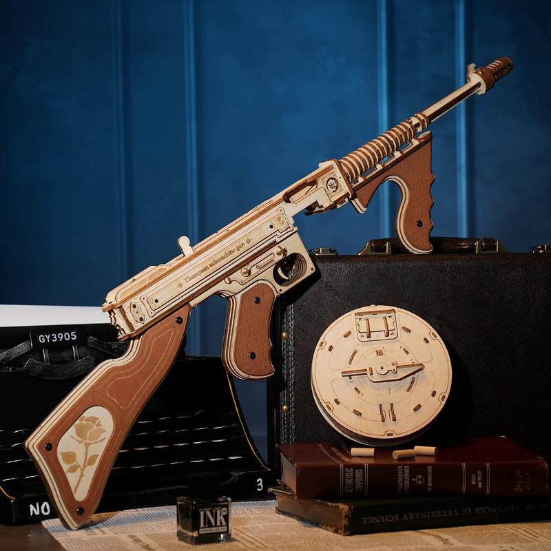 Robotime Rokr Thompson Submachine Gun Toy Building Set - Engaging 3D Wooden Puzzle with Detailed Design, Premium Quality LQB01 Submachine Gun