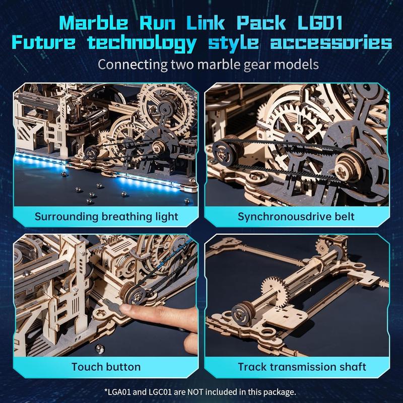 ROKR 3D Puzzles for Adults&Teens, Electric Model Kits Marble Spaceport LGC01, 472pcs Marble Run Brain Teaser Wooden Puzzles Building Birthday Gifts Halloween Gifts Christmas Gifts Toy, Desk Decor Creative Gifts for 14+ Perfect Halloween Gifts