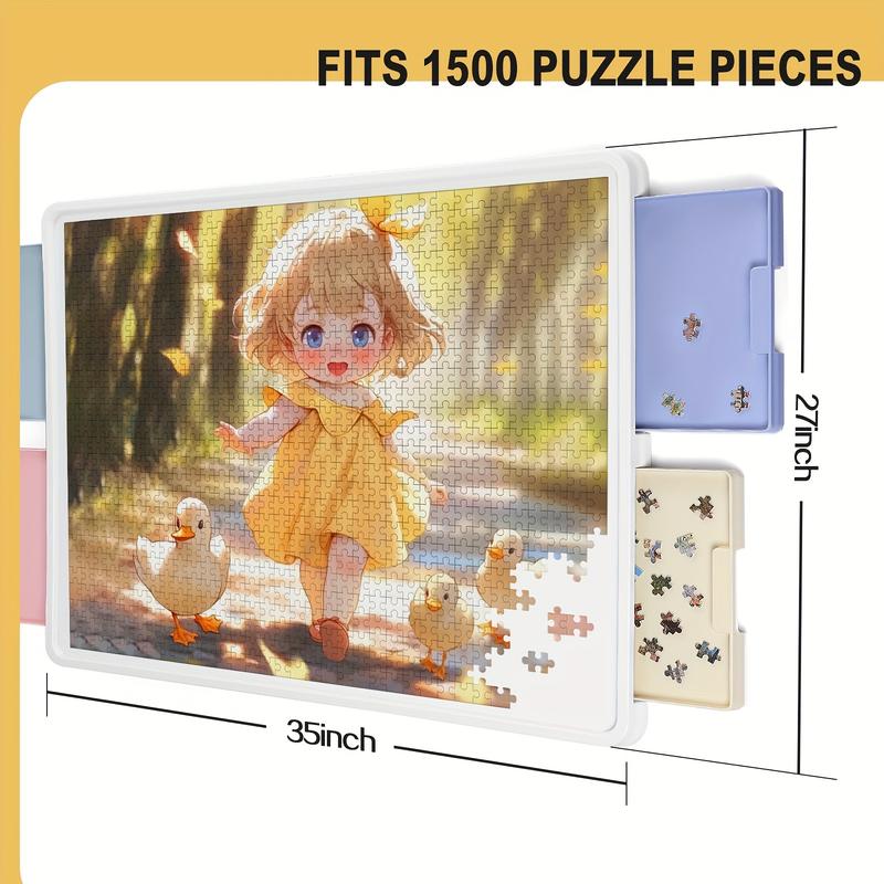 Playboda 1500 Pieces Rotating Plastic Puzzle Board with Drawers and Cover, 35