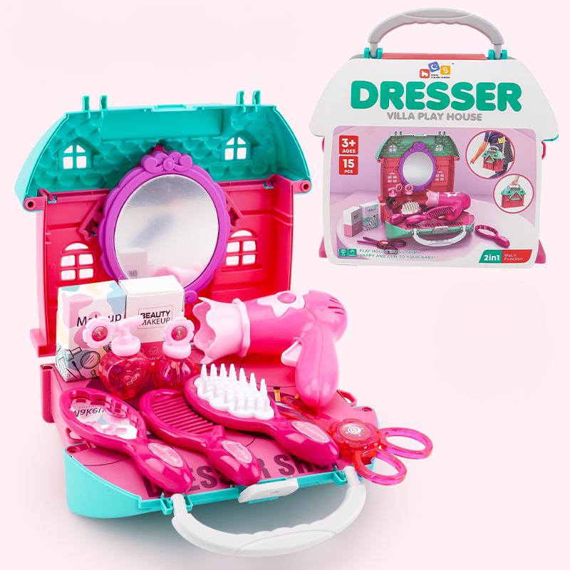 Children's Educational Toys Play House Dressing Table Tools Baby Simulation Play House Toys Suitcase Toys Wholesale Christmas Gifts