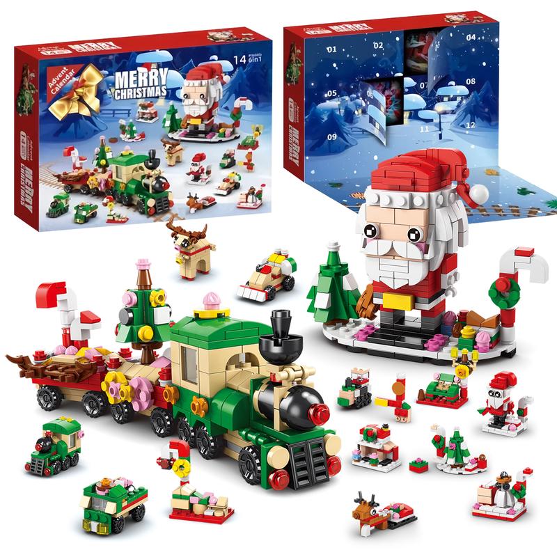 Christmas Building Advent Calendar 2024 for Kids Adults 14 Days Christmas House Building Blocks Countdown Calendar Gift, with 14 Models & 14-in-1 Surprise Blocks Ages 6+