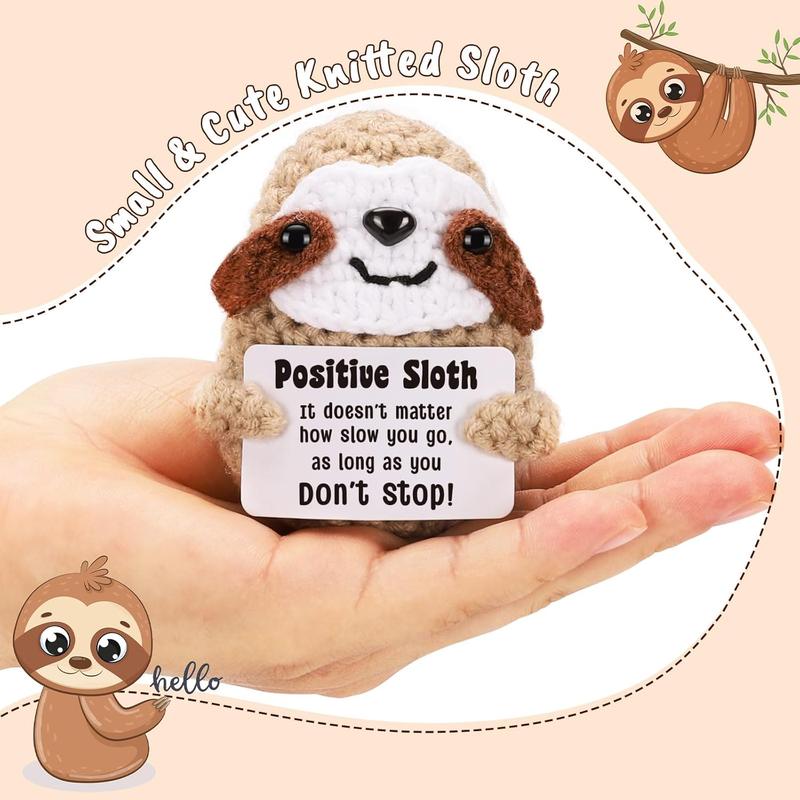 Handmade Little Reminders Emotional Uplifting Support Mental Health Knitted Sloth for Women College Student Birthday Graduation Gift Christmas Gift