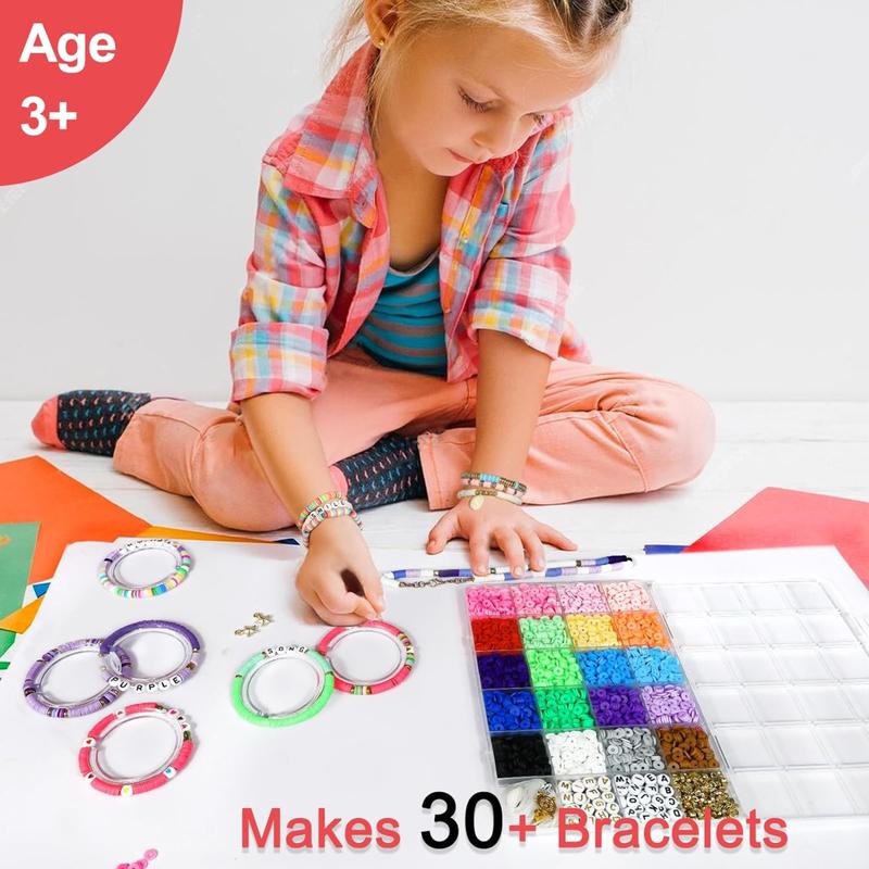 3400 Pcs Clay Beads Bracelet Making Kit with Charms - Friendship Bracelet Craft Set for Girls Ages 6-12