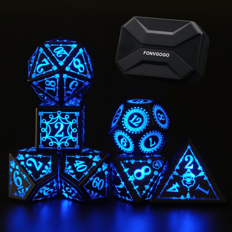 Light up Dice, Rechargeable Dice Set D&D Electronic Flashing LED Dice with Charging Case Glow in The Dark Dice for Role Playing Game RPG Dice dnd dice