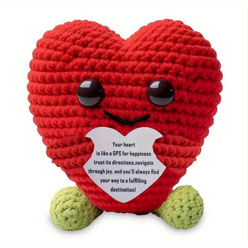 Funny Crochet Emotional Support Love with Positive Card, Cute Knitted Wool Doll, Cheer Up Toy for Birthday Party Decoration and Encouragement