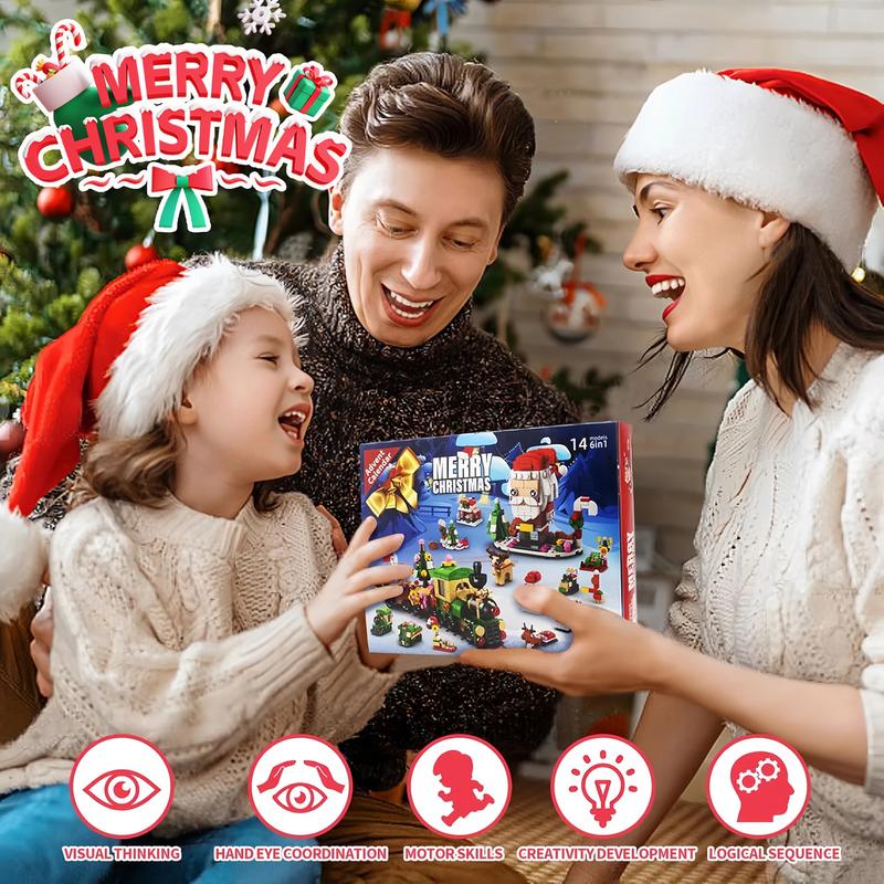 Christmas Building Advent Calendar 2024 for Kids Adults 14 Days Christmas House Building Blocks Countdown Calendar Gift, with 14 Models & 14-in-1 Surprise Blocks Ages 6+