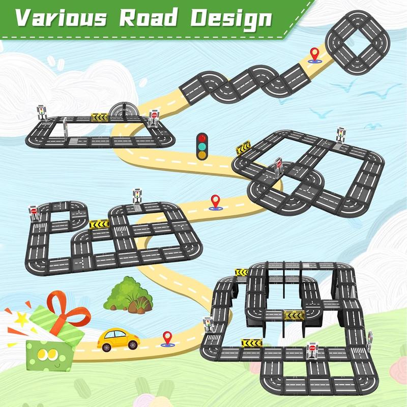 Christmas Magnetic Tiles Road Set, Magnet Tiles for Kids Ages 3-5 4-8 5-7, Magnetic Building Blocks Montessori Educational STEM Creativity Toys 3+ Year Old Boys & Girls Toddlers Kids Christmas Birthday Gifts