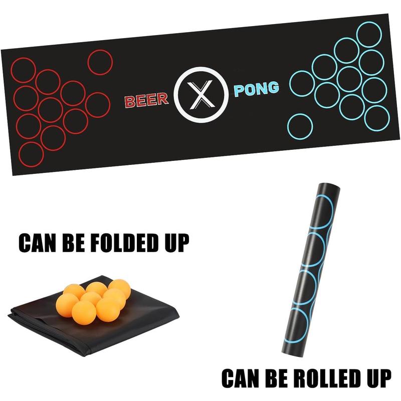 71 * 23in Beer Pong Table Mat, Beer Pong Set for Drinking Games, 14 * Beer Pong Balls, 24 * Reusable Plastic Beer Pong Cups, Party Festivals Fun Drink Games for Adults.