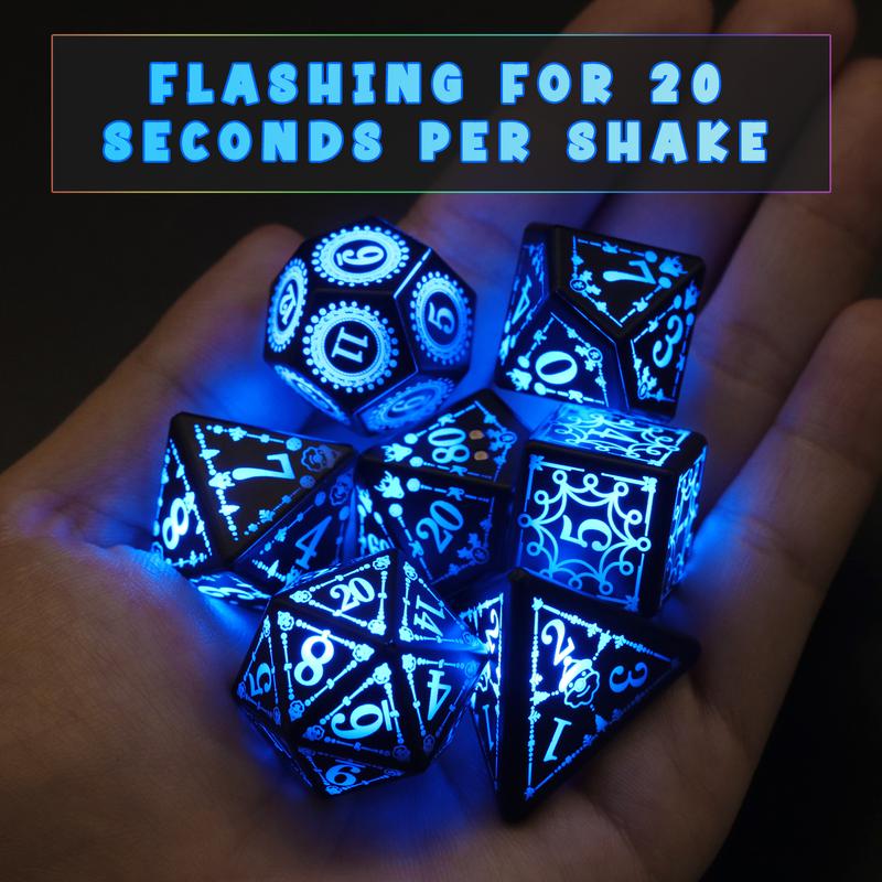 Light up Dice, Rechargeable Dice Set D&D Electronic Flashing LED Dice with Charging Case Glow in The Dark Dice for Role Playing Game RPG Dice dnd dice