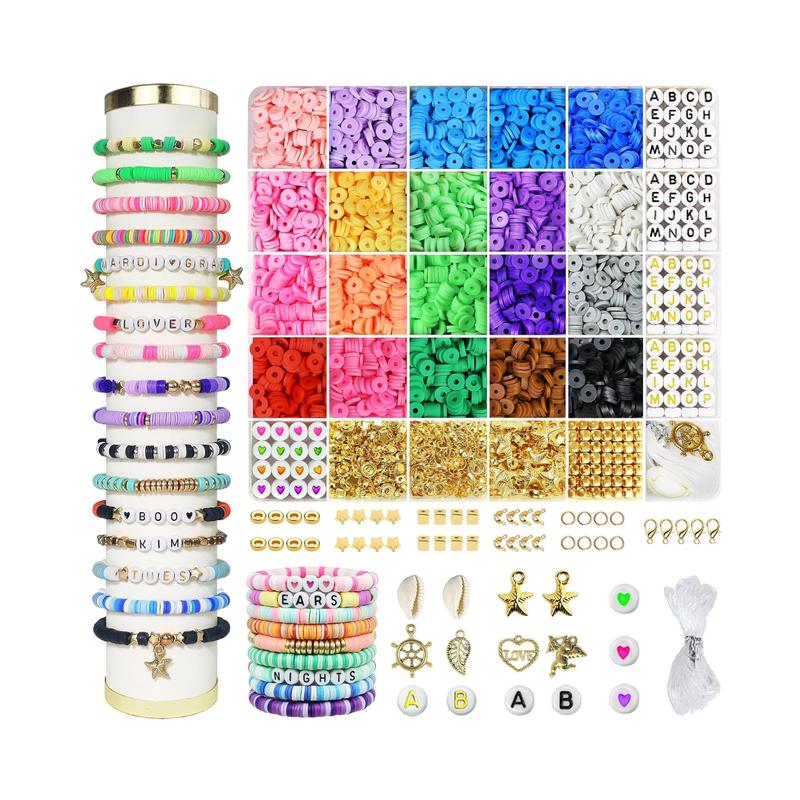 3400 Pcs Clay Beads Bracelet Making Kit with Charms - Friendship Bracelet Craft Set for Girls Ages 6-12