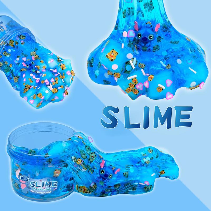 Keemanman Slime Kit - 3 Pack Jelly Cube Clear Crunchy Slime with Blue, Watermelon and Pineapple Charms, Preppy and Aesthetic Stuff, Cute Stress Toys and Cool Birthday Gifts Ideas for Girls and Boys