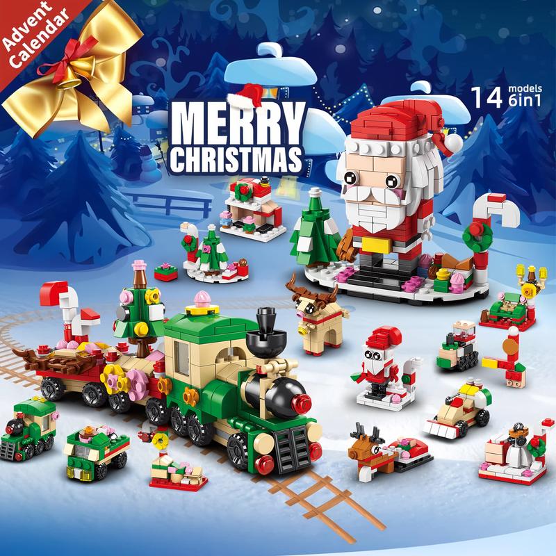 Christmas Building Advent Calendar 2024 for Kids Adults 14 Days Christmas House Building Blocks Countdown Calendar Gift, with 14 Models & 14-in-1 Surprise Blocks Ages 6+