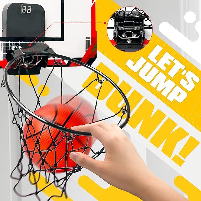 BELLOCHIDDO Basketball Hoop Indoor for Children  and Adults - Mini Basketball Hoop with Electronic Scorerboard and 3 Balls, Over The Door Basketball Hoop Indoor for Wall Bedroom and Office for age 4+