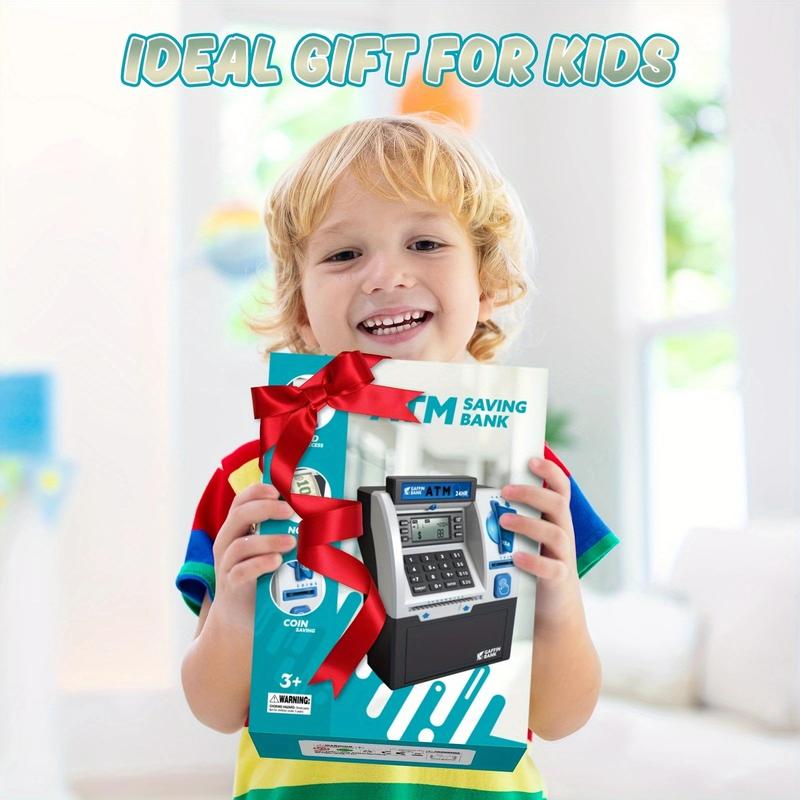 ATM Toys for Kids with Debit Card, Bill Feeder, Coin Recognition, Balance Calculator, Electronic Savings Safe Toys