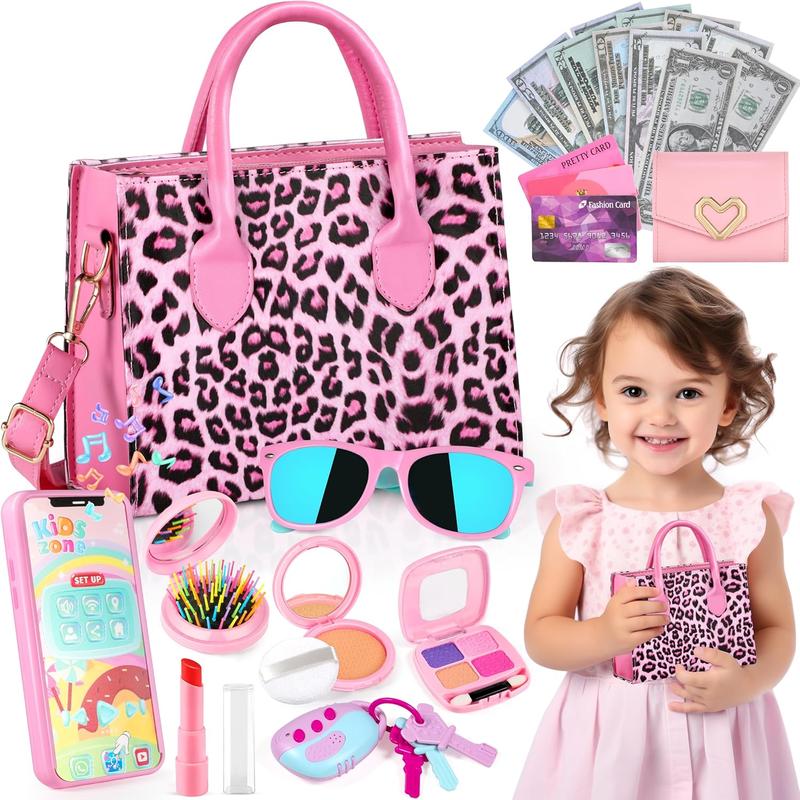 Christmas gift  Play Toddler Girls Purse, Toddler Girl Toys Age 3-5 4-5 6-8 Kids Toys Purse Set, Pretend Makeup Kit, Phone, Princess Pretend Play Girl