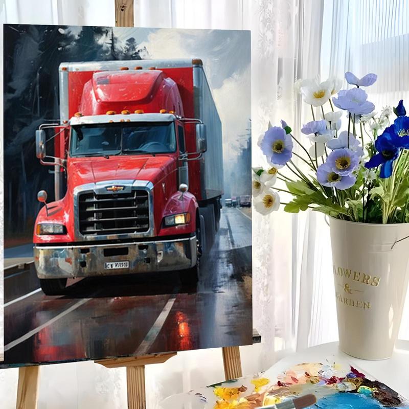 Truck Pattern DIY Painting By Numbers Kit Without Frame, 1 Set DIY Paint By Numbers Kit, Wall Art Decoration for Home Living Room Bedroom