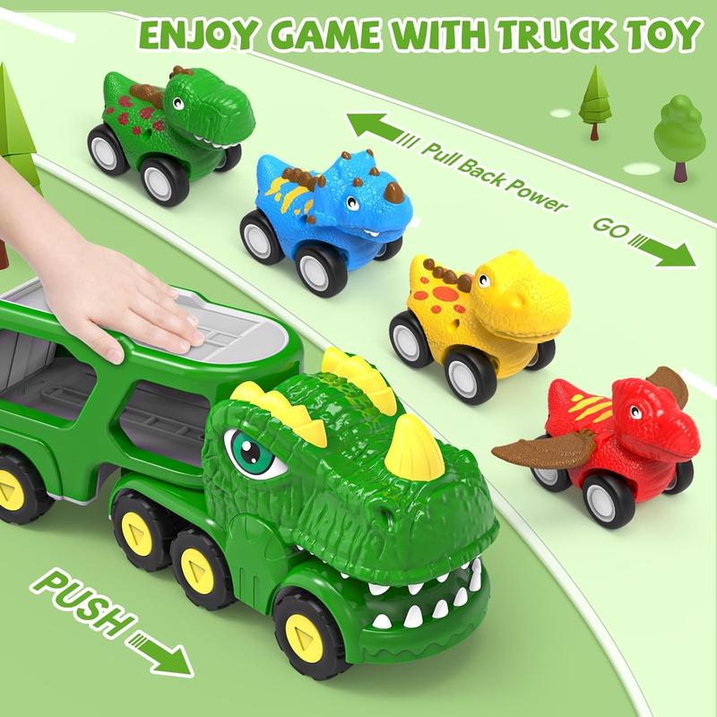 Toddler Car Toys for 1 2 3 4 5 Year Old Boy, 5-in-1 Dinosaur Vehicle Trucks Toys for Toddlers 1-3 with Sounds & Lights Toys for Boys 4-7 Toys for Age 2-4 Dinosaur Toys for Kids 3-5