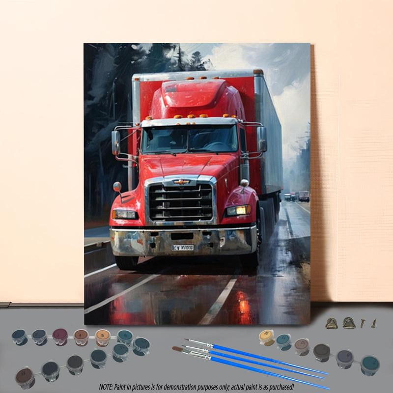 Truck Pattern DIY Painting By Numbers Kit Without Frame, 1 Set DIY Paint By Numbers Kit, Wall Art Decoration for Home Living Room Bedroom